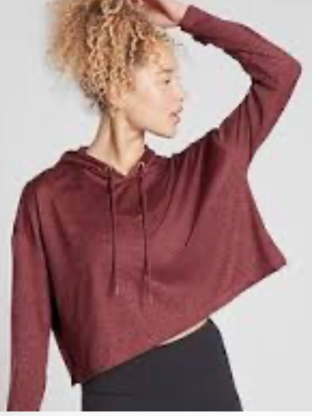 Athleta Uptempo Cropped Hoodie - Small - Maple Red